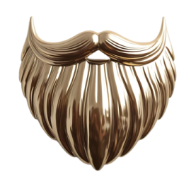 a gold ring with a mustache on it