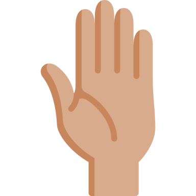 a person's hand with one hand raised up