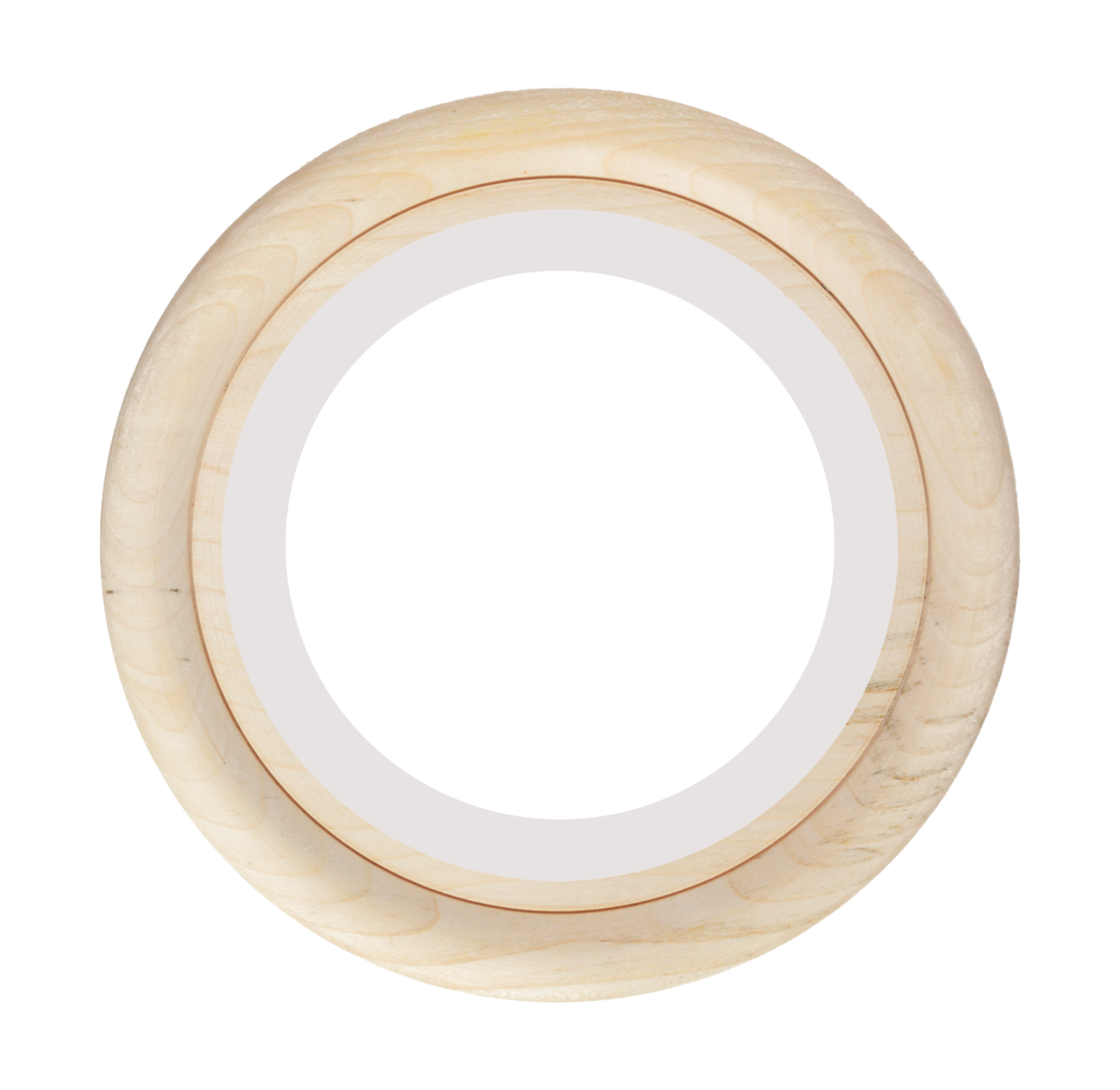 a wooden ring on a white background