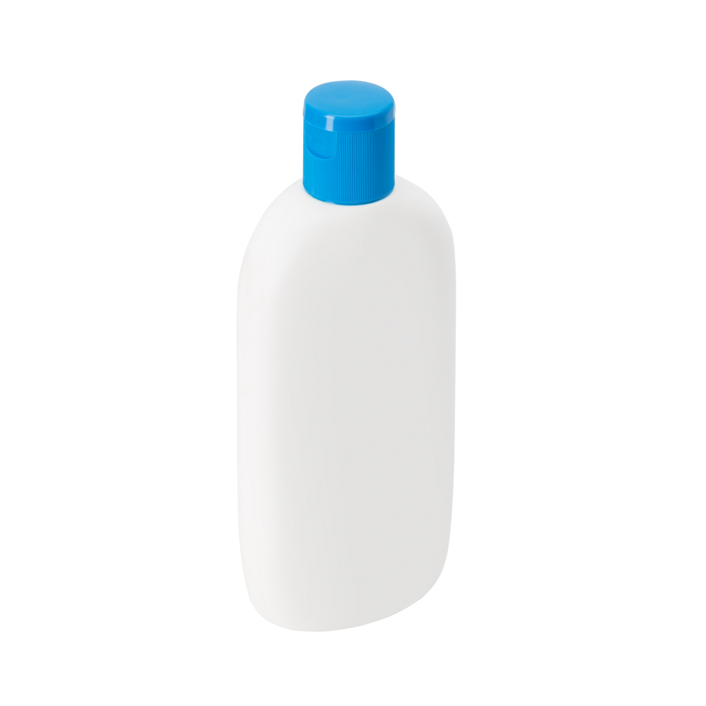 a white bottle with a blue cap