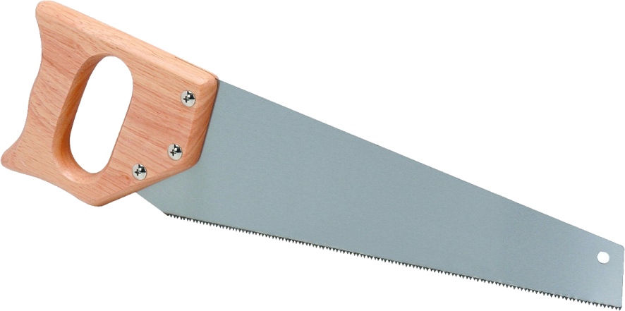 a hand saw with a wooden handle