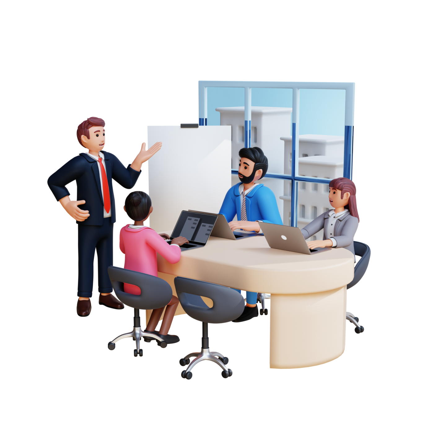a group of people sitting around a conference table