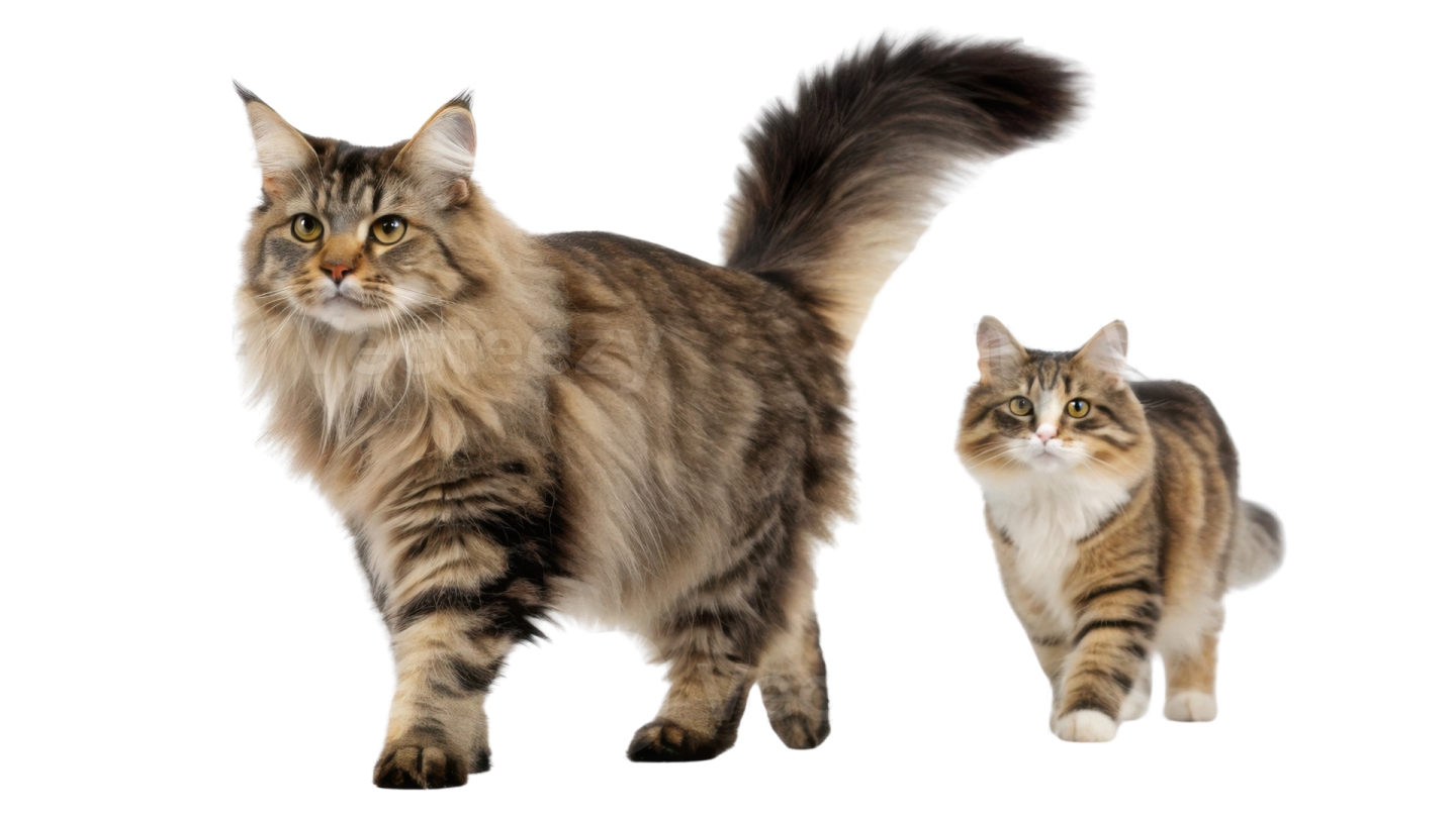two cats standing next to each other cat