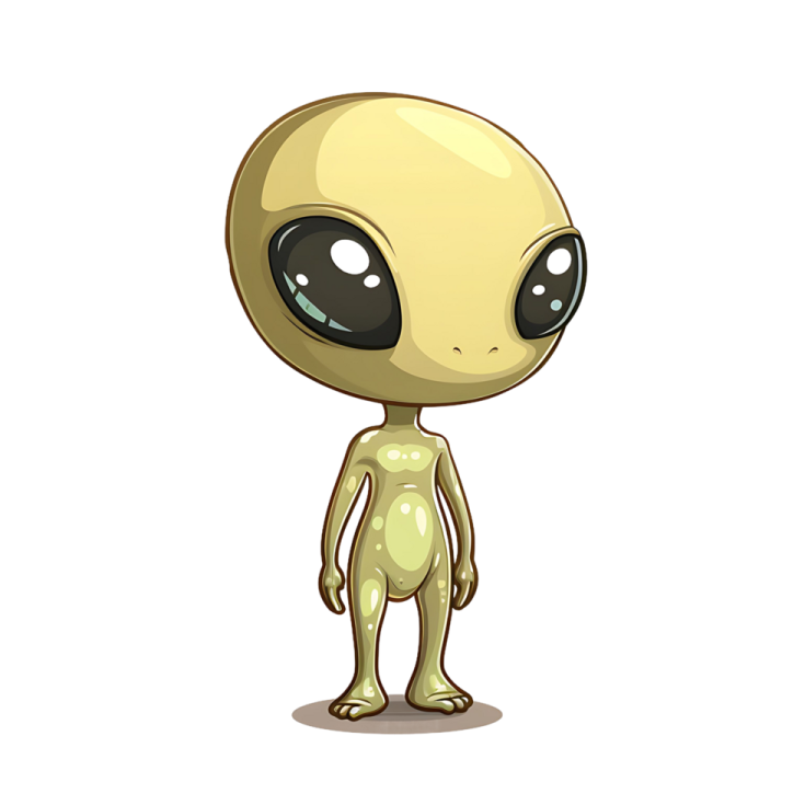 a cartoon alien with big eyes
