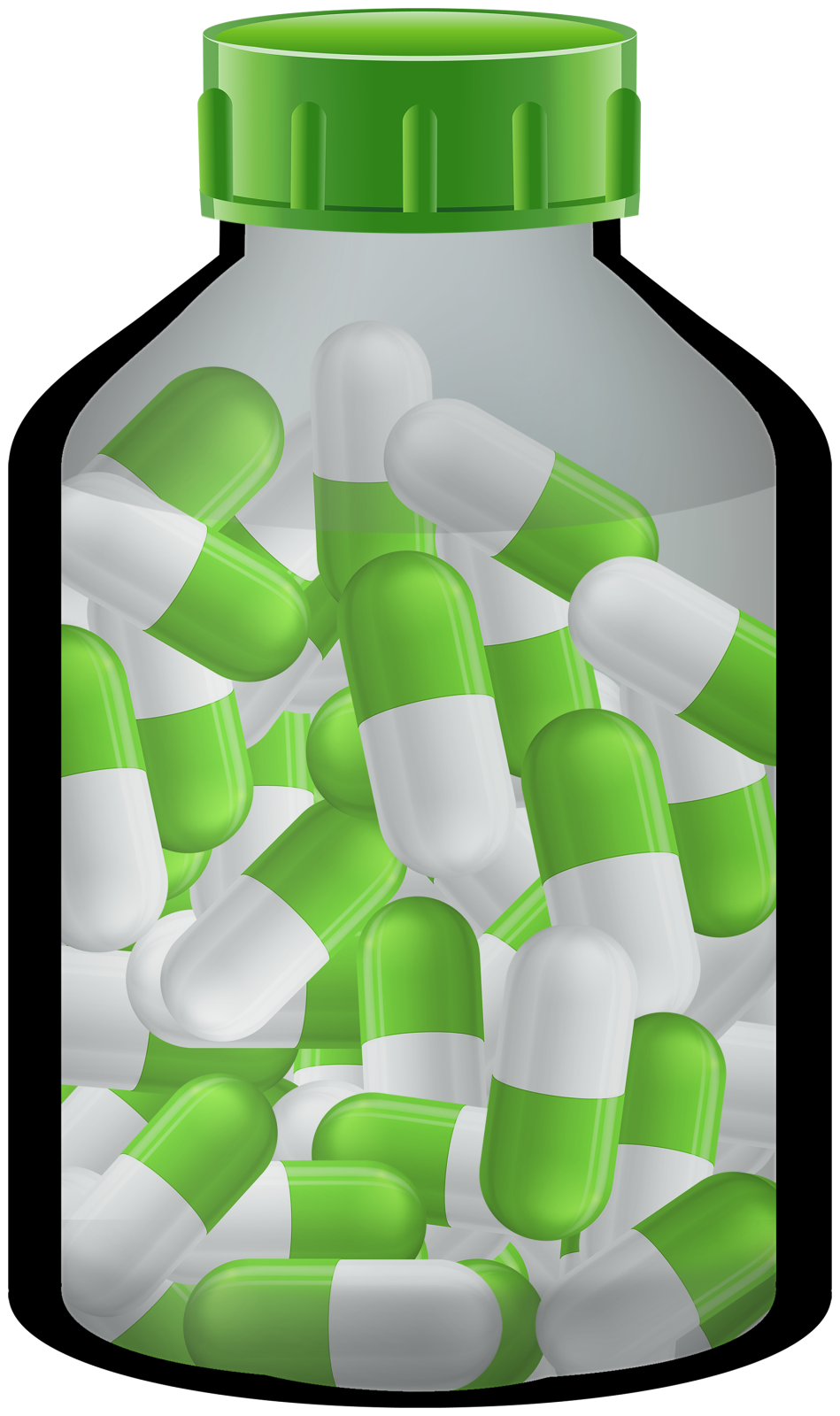 green and white pills