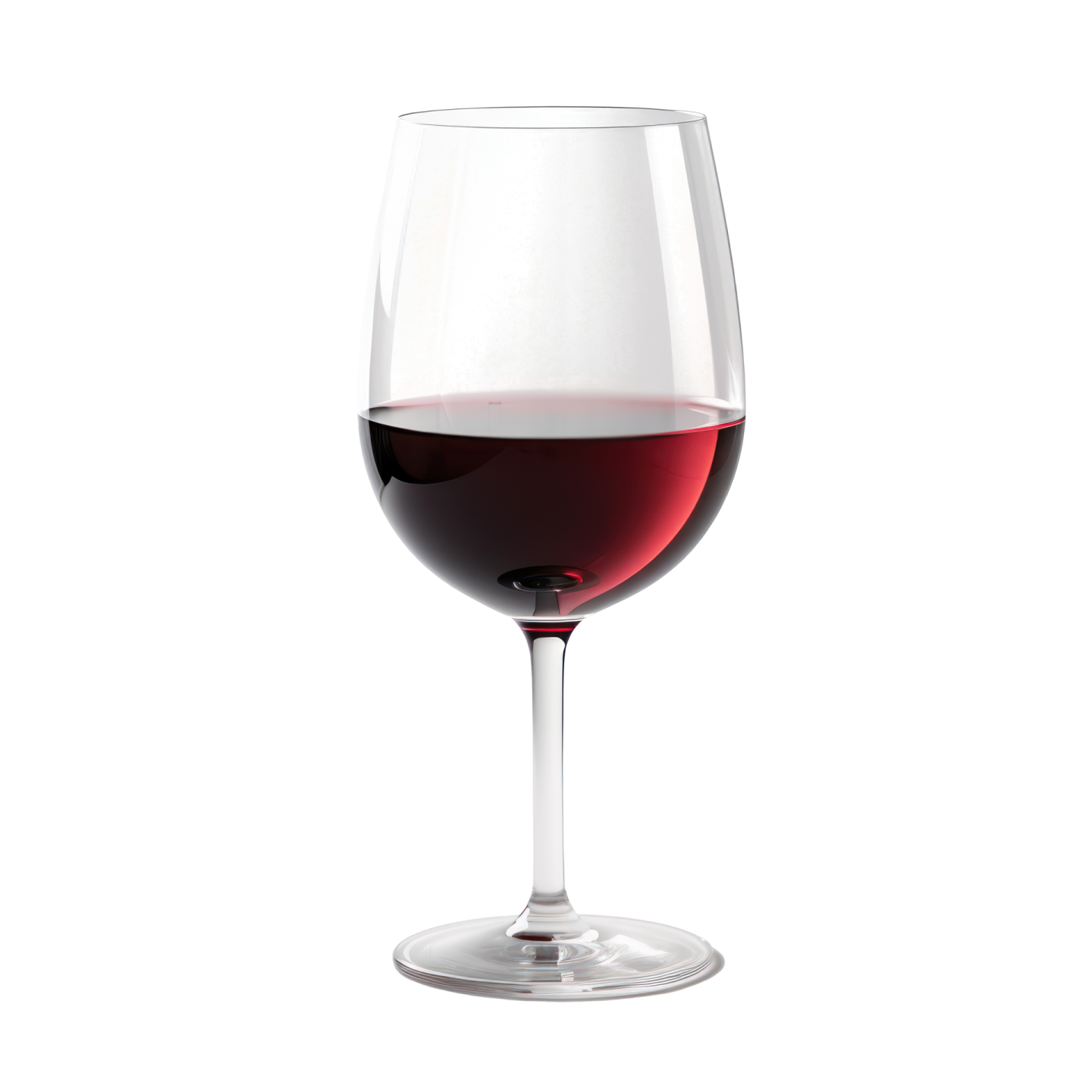 a glass of red wine on a white background