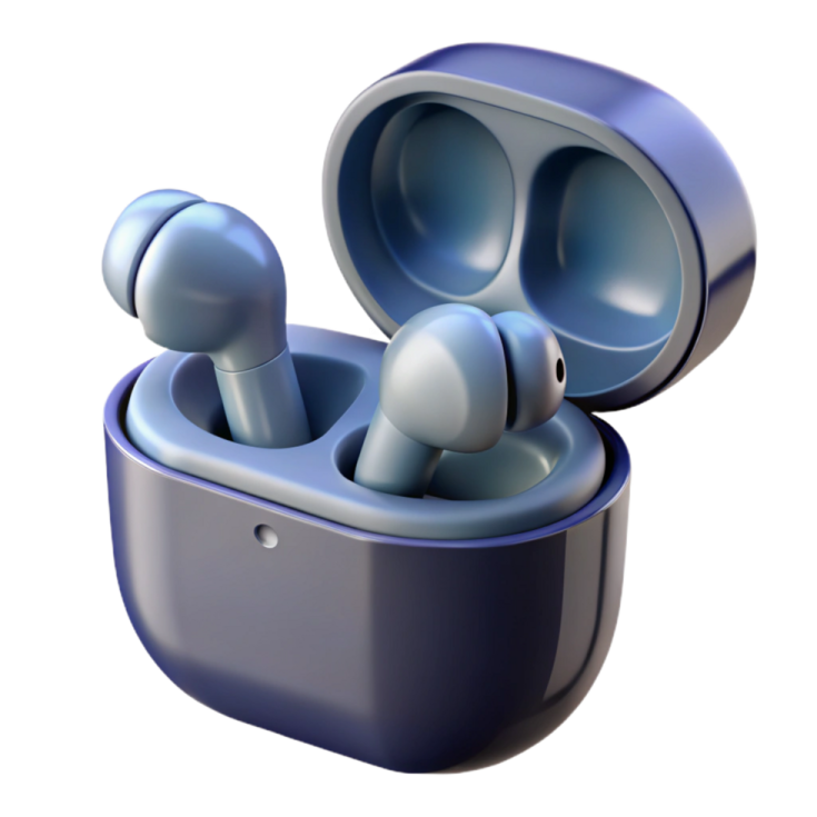 an image of a pair of blue earphones