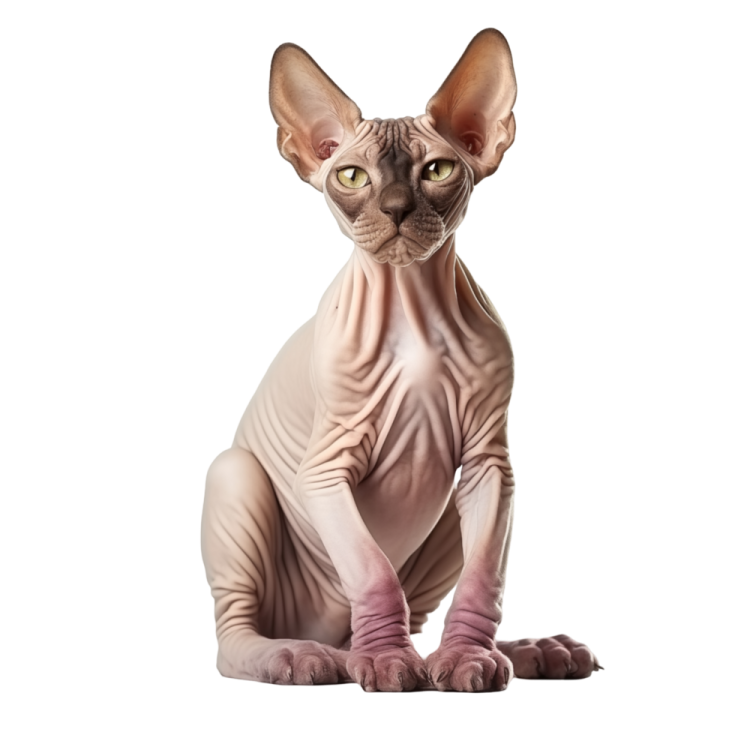a sphy cat sitting on a white background