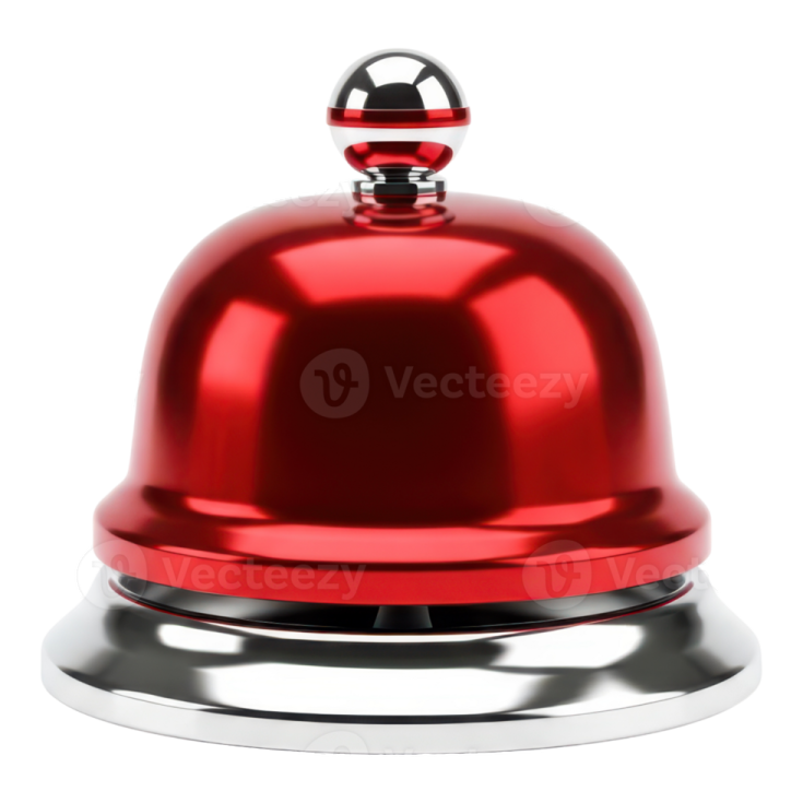 a red bell on a white background