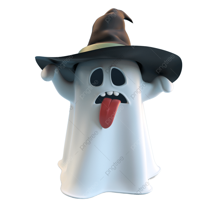 a ghost with his tongue sticking out