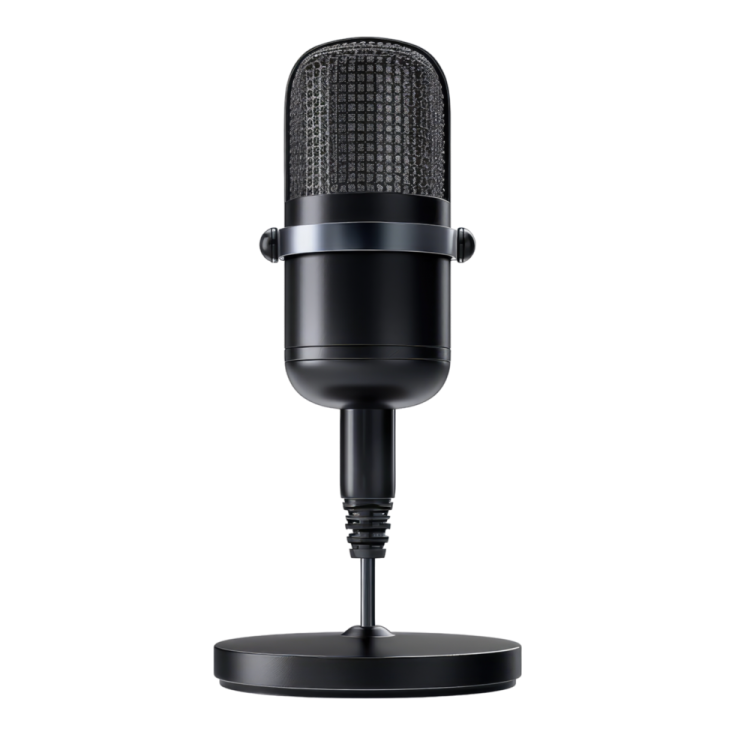 a black microphone on a white background