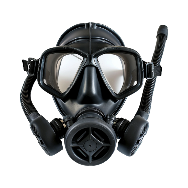 a gas mask on a white background