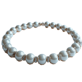 a bracelet with white pearls and silver beads