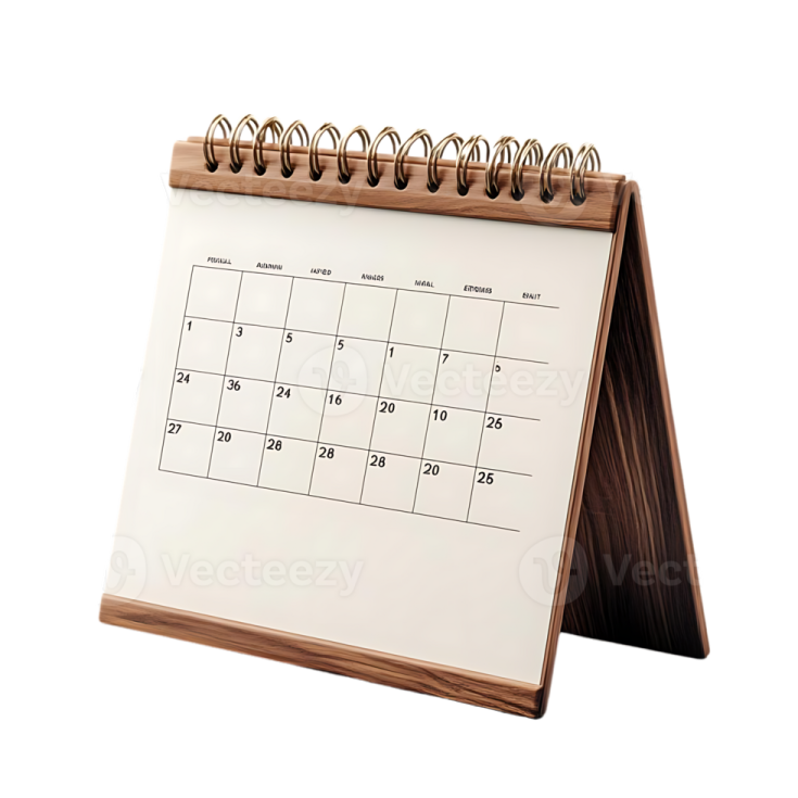 a wooden calendar on a white background