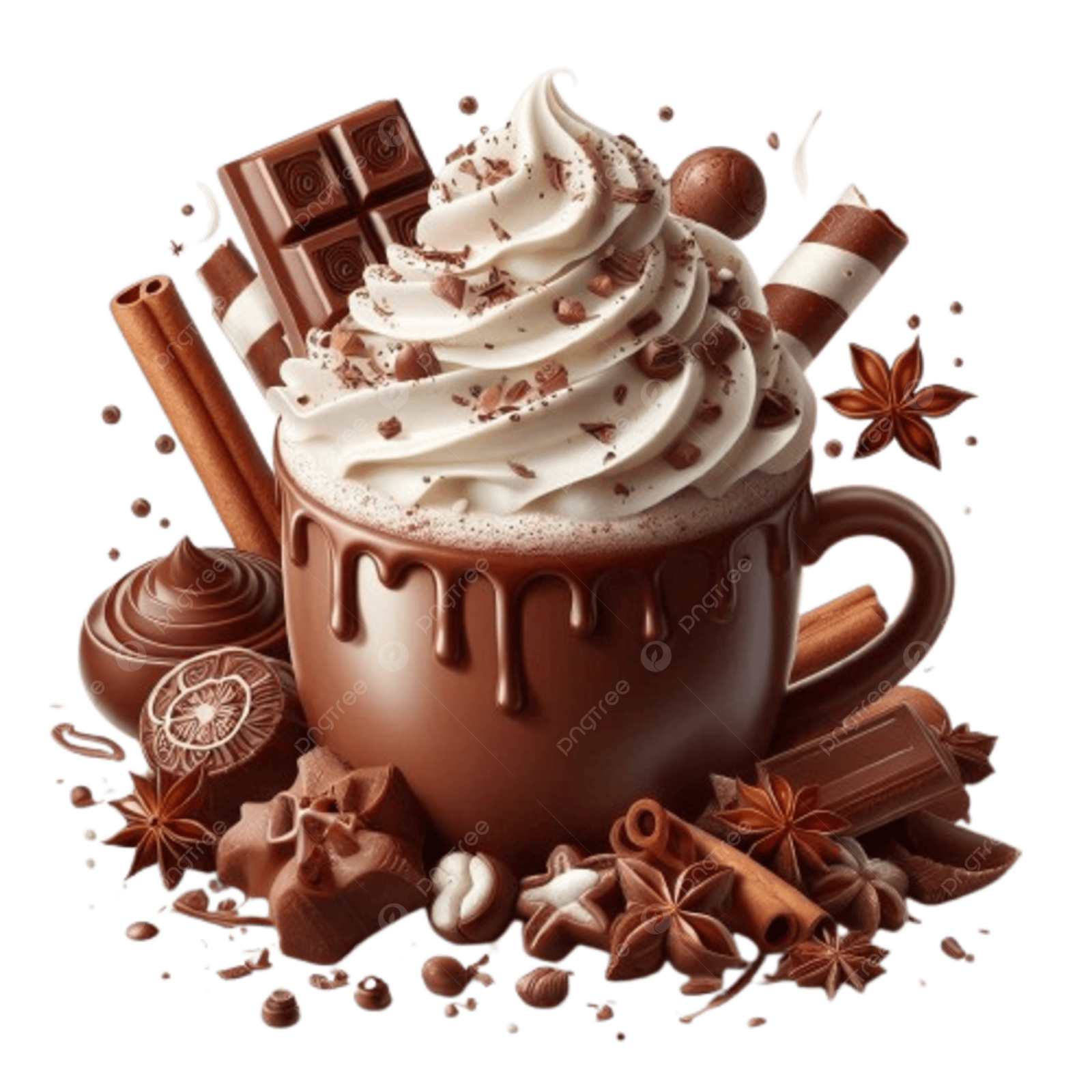 a cup of hot chocolate with whipped cream and chocolate