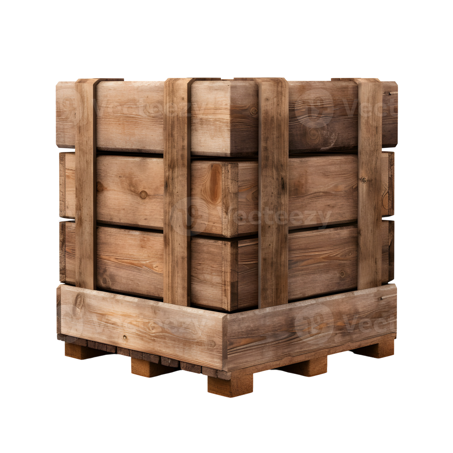 a wooden box on a white background