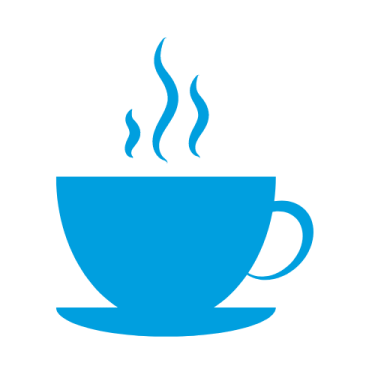 a blue coffee cup with steam rising out of it