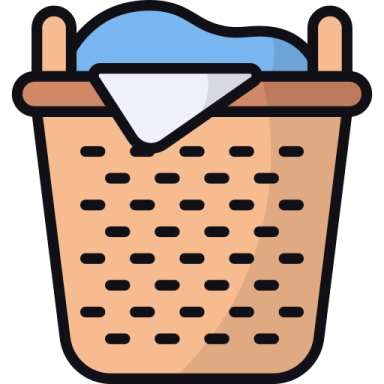 a basket filled with laundry items