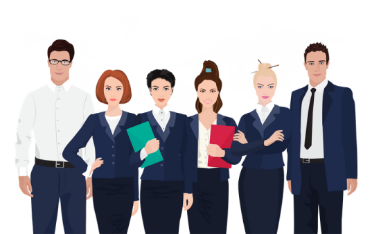 a group of business people standing together