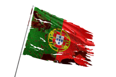 the flag of portugal is painted on a white background