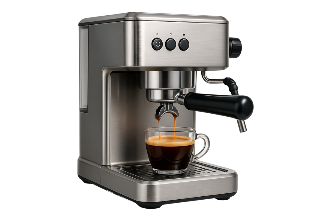 a coffee machine with a cup of coffee