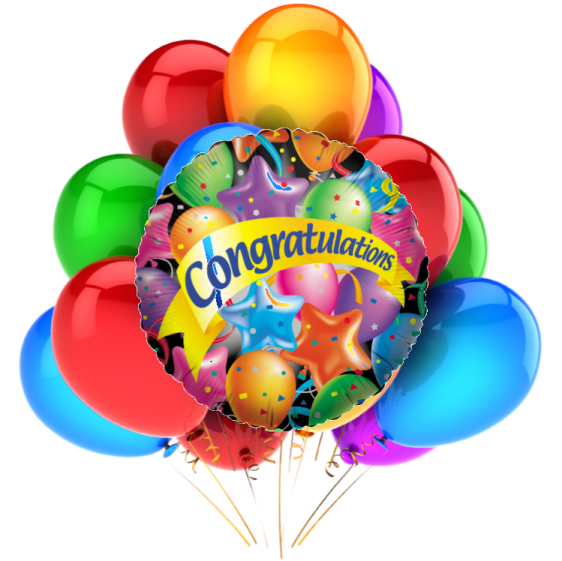 a bunch of balloons with the words congratulations