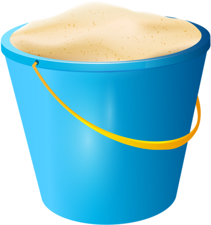 a bucket with sand in it