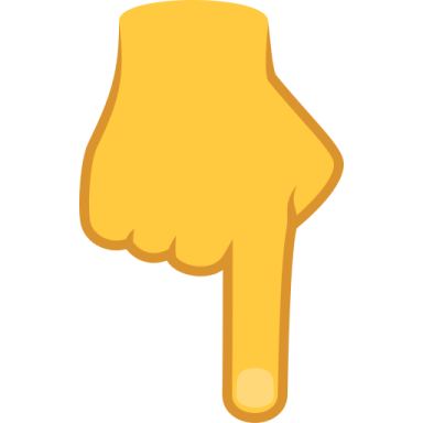 a hand pointing up to the right