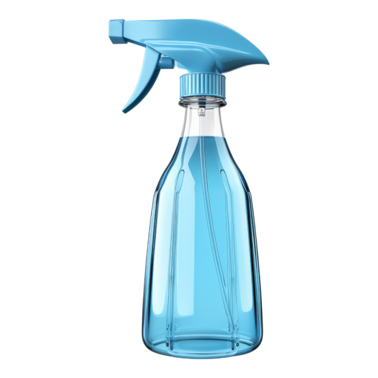 a blue spray bottle on a white background