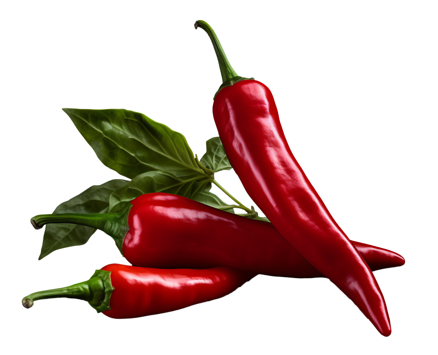 a couple of red peppers on a white background