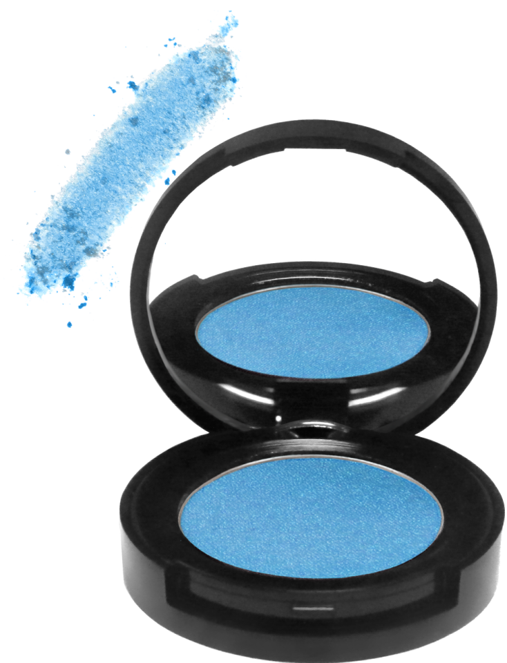 a blue eyeshade on a white background