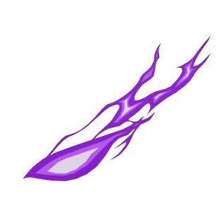 a purple flame on a white background
