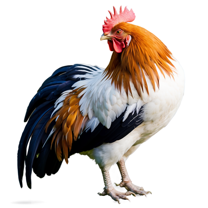 a white and black rooster