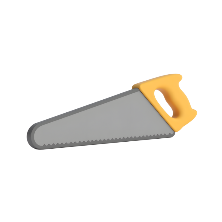 a yellow and gray saw on a white background