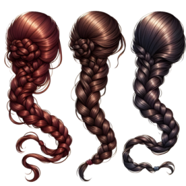 three braids in different colors