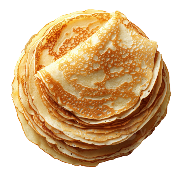 a stack of pancakes on a white background