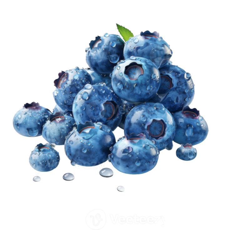 a pile of blueberries with water droplets
