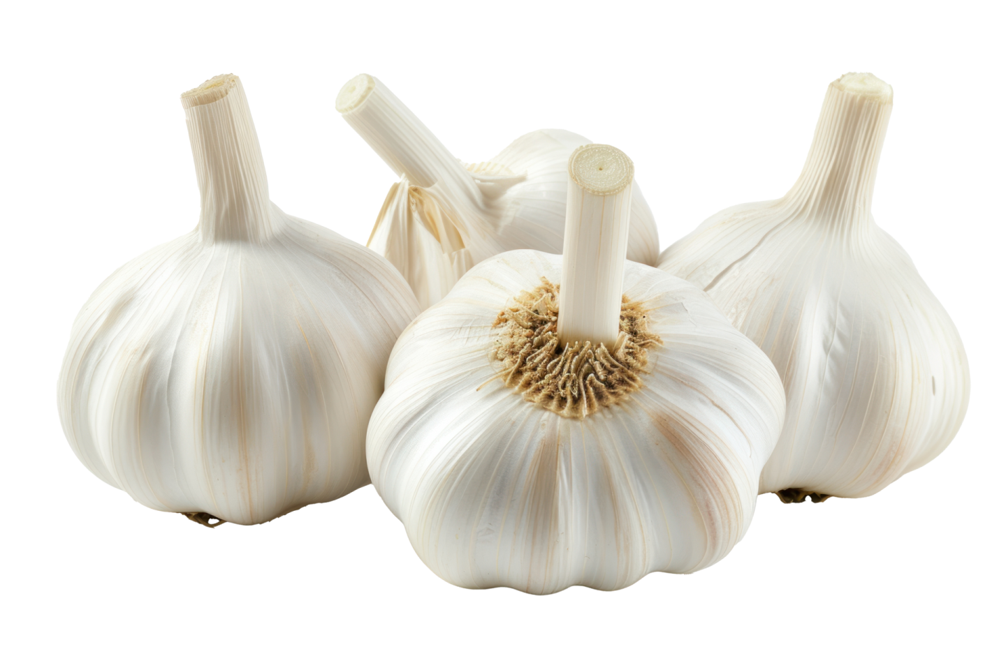 three garlics on a white background
