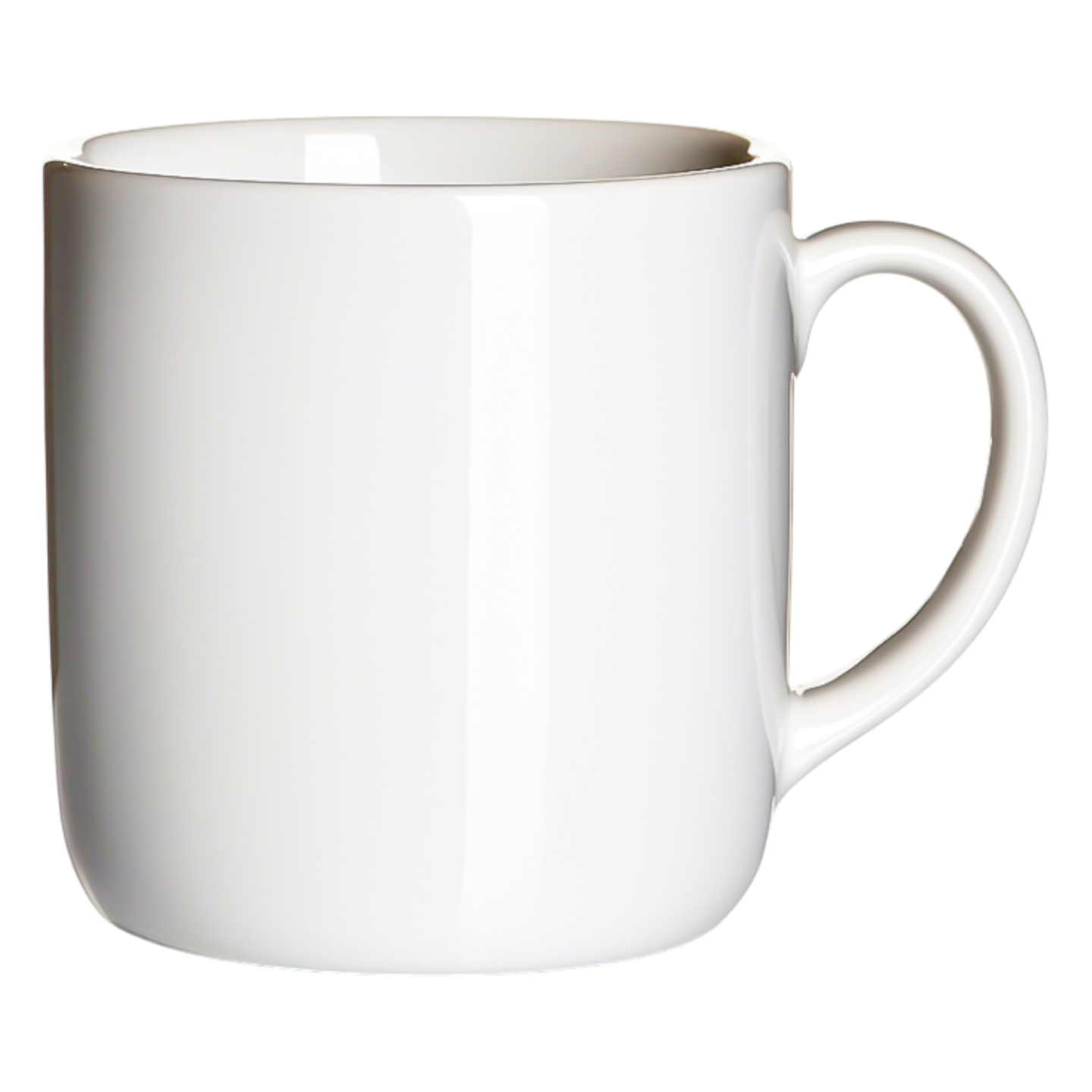 a white mug with a handle on it