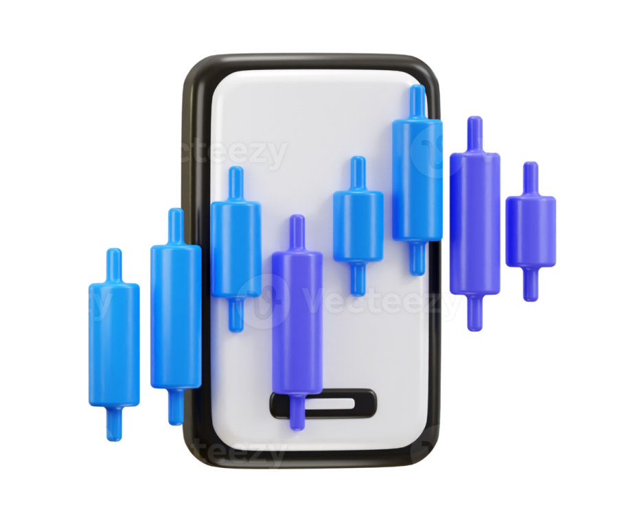 an image of a cell phone with a bar chart on the screen