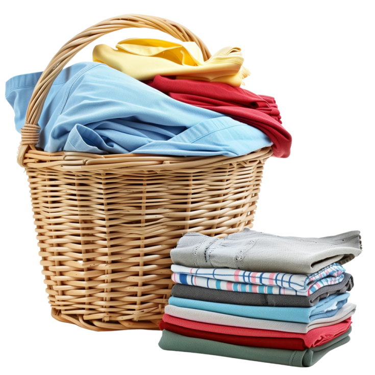 a basket full of folded clothes
