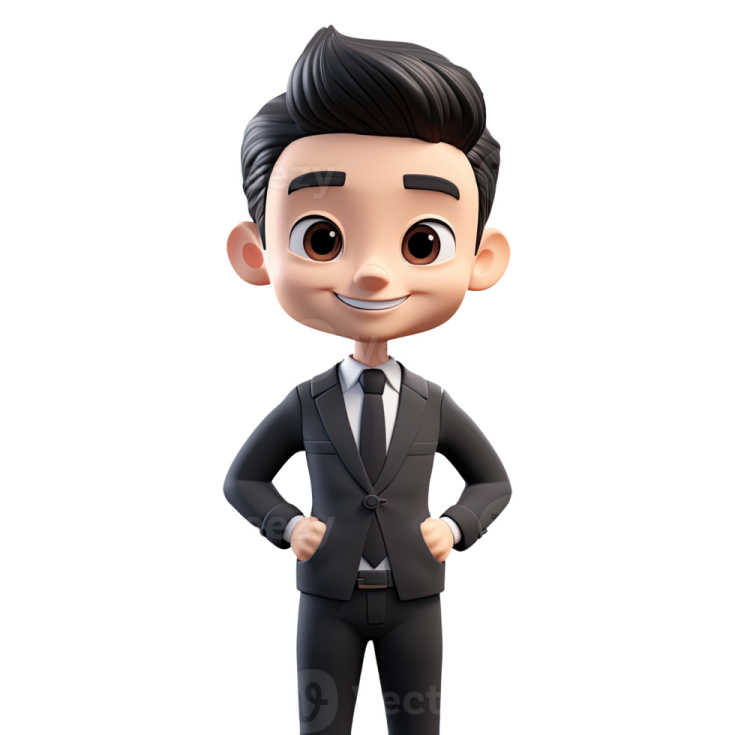 a cartoon man in a suit and tie