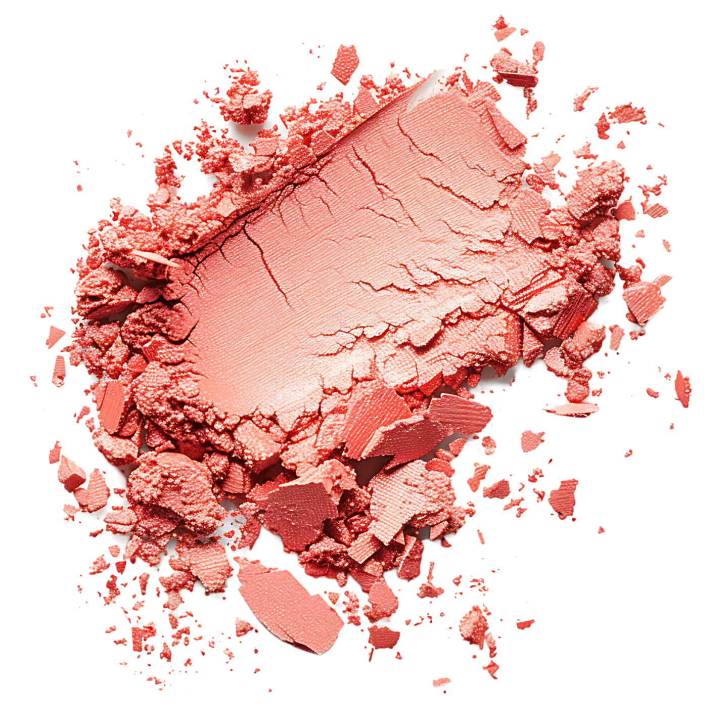 a close up of a pink blush powder on a white background