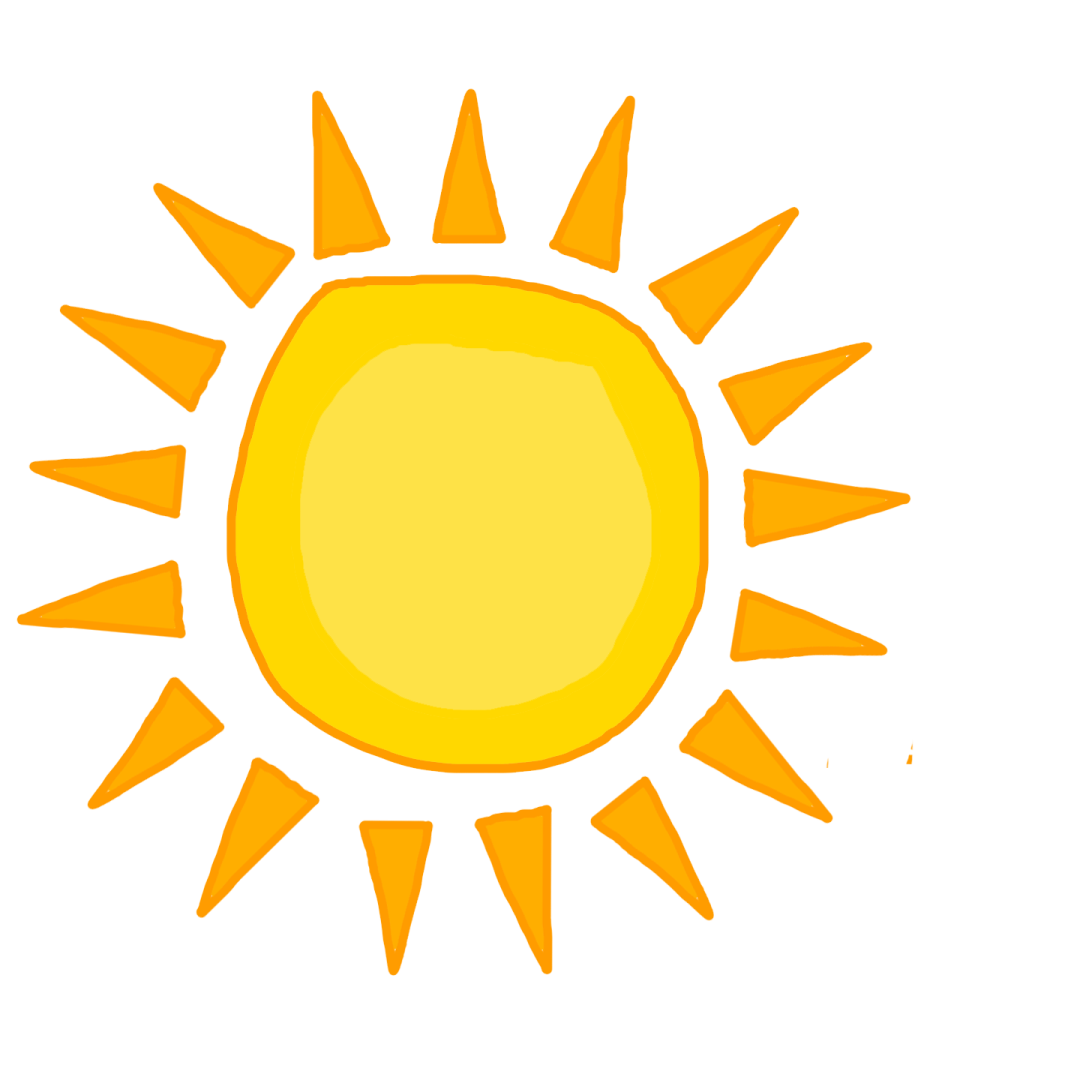 a yellow sun on a white background