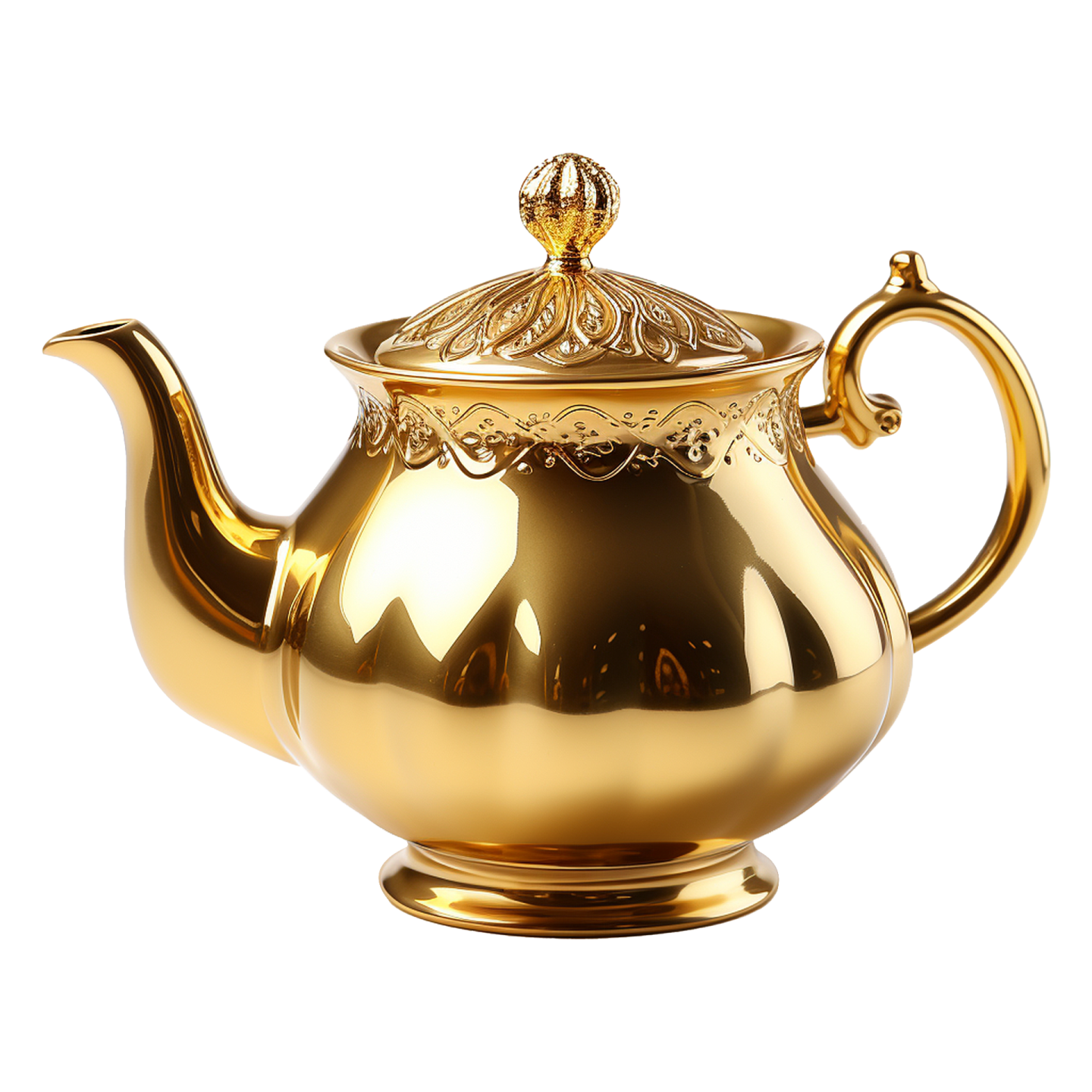 a gold colored teapot