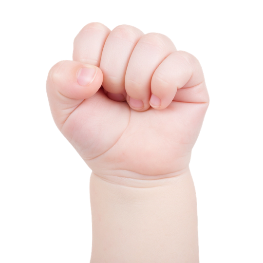 a baby's fist is shown in this image