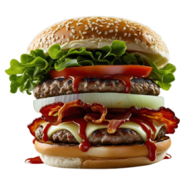 a hamburger with bacon and cheese on it