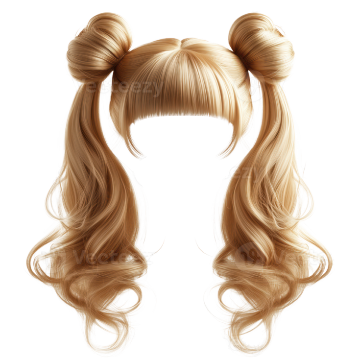 a woman with long blonde hair and ponytails