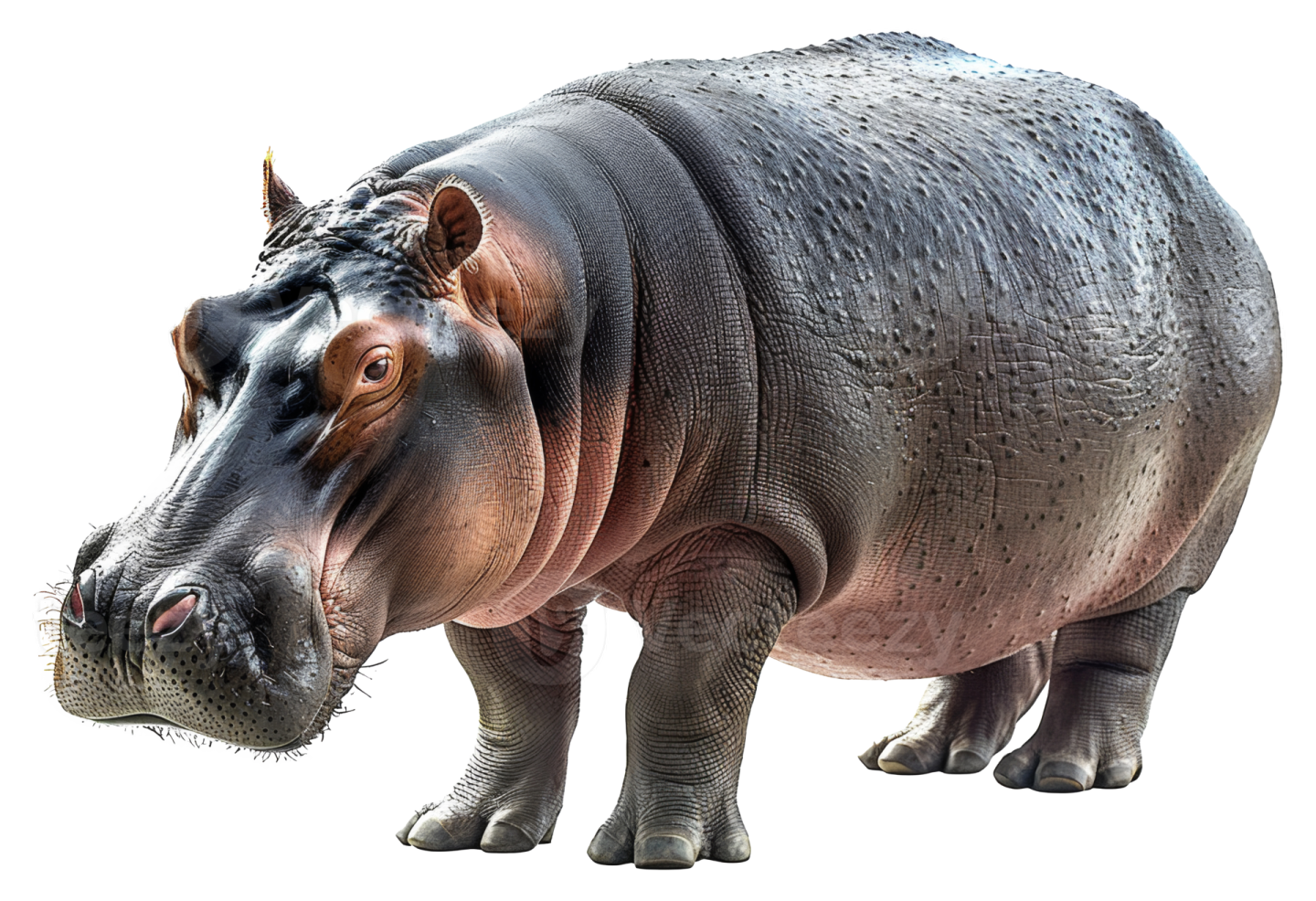 a hippo is standing on a white surface