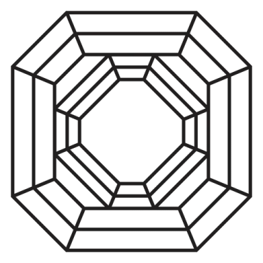 a black and white drawing of a pentagon